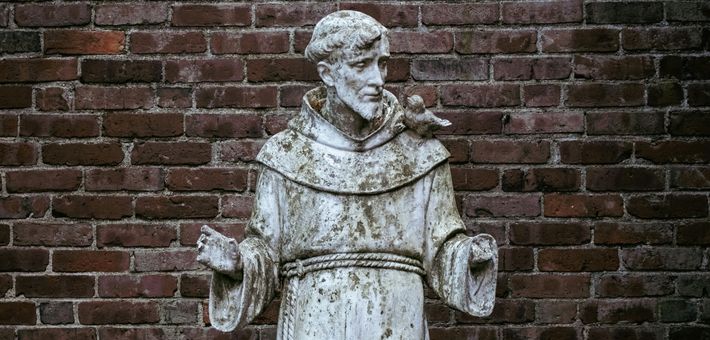 Statue of St. Francis with bird, Boston