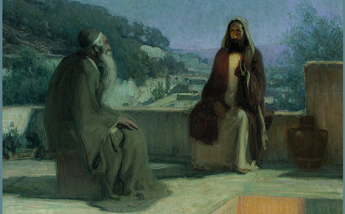 Nicodemus and Jesus on a Rooftop