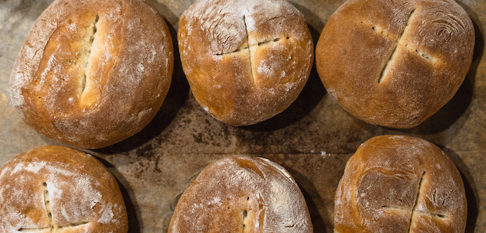 bread baked with crosses on top