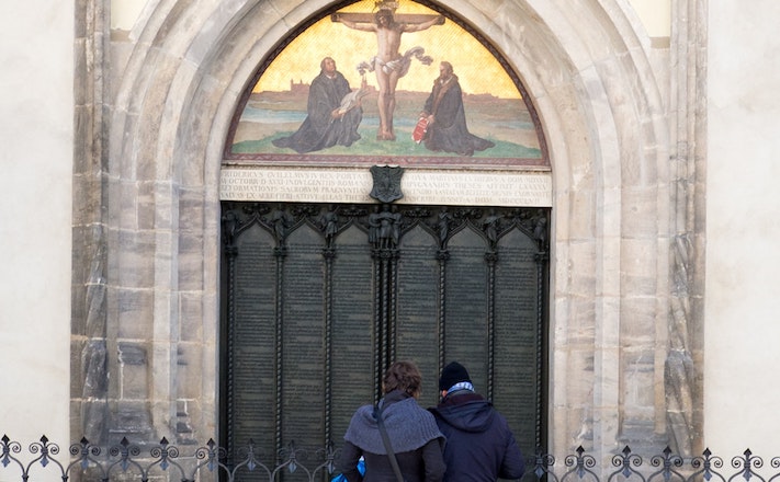 Door on Castle Church at Wittenberg, Germany