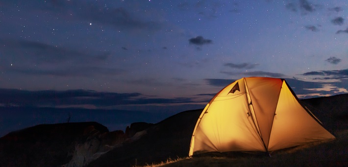 tent under starry sky