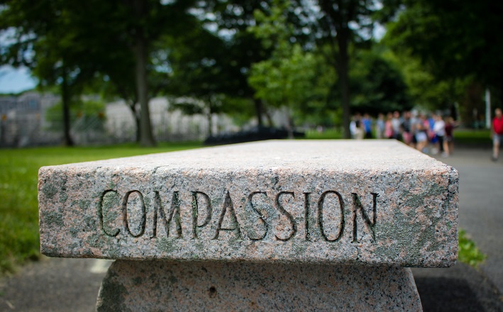 Park bench with word 