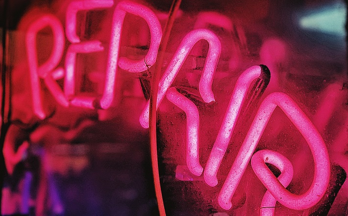 Neon sign of word 