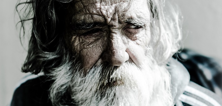 Old man with white beard like Zechariah