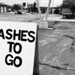 "Ashes to Go" sign on street corner