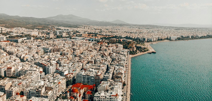 City shoreline of Thessaloniki, Greece