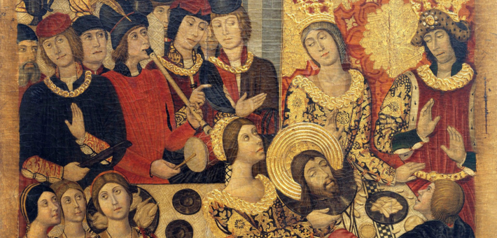 Detail from painting depicting Herod's banquet, by Pedro García de Benabarre, ca. 1470