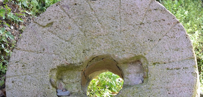Millstone in a garden