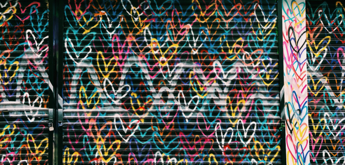spray-painted hearts