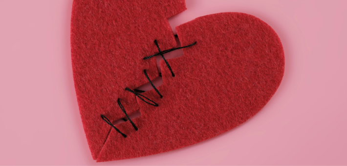 Photo of a sewn up felt heart