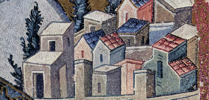 Detail from a mosaic in Istanbul of Nazareth, 1315-1320.