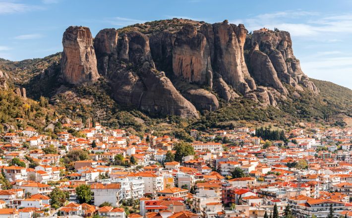 View of the cliffs at Kalabaka, Greece.