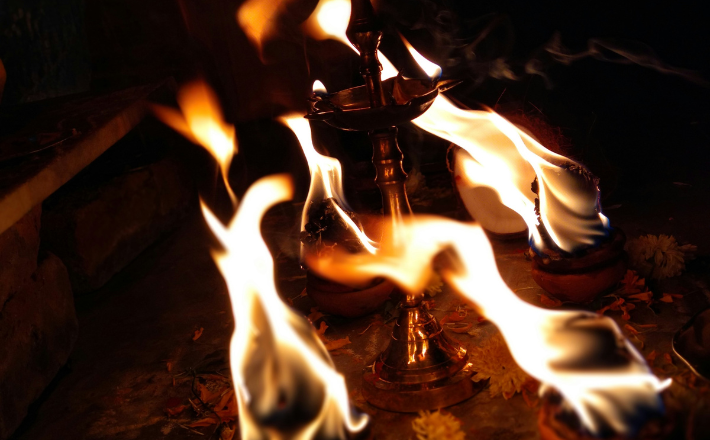 photo of lamps burning