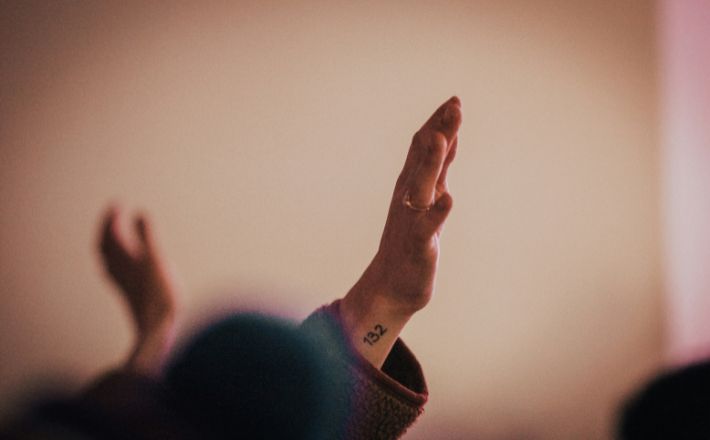 Hand raised in worship