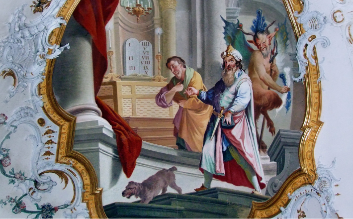 Detail from a fresco of Fresco of the Pharisee and the Publican, at Basilika Ottobeuren.