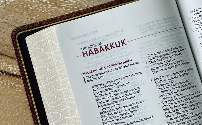 Bible open to the Book of Habakkuk
