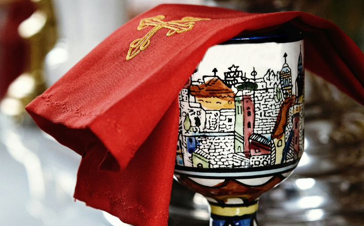 cup in catholic church or cathedral religion concept wedding traditional ceremony