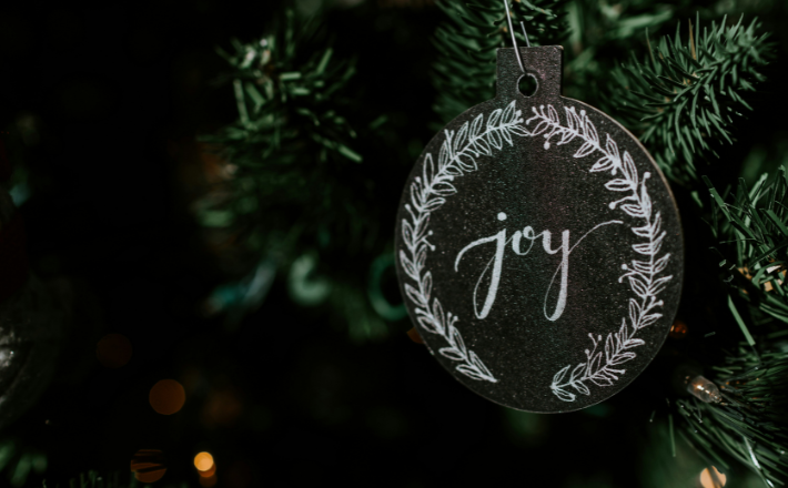 Hanging black joy printed ornament