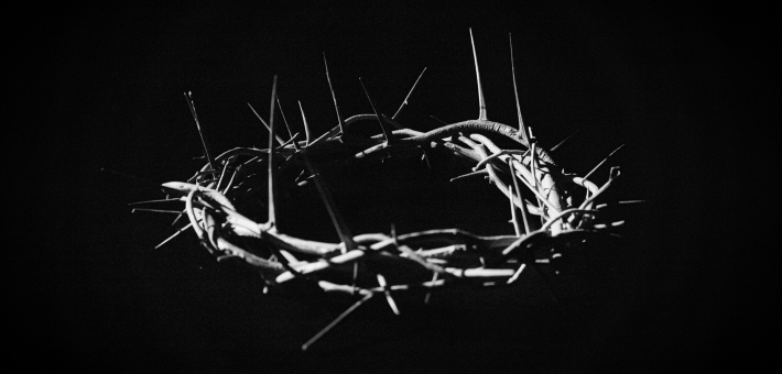 black and white photo of crown of thorns