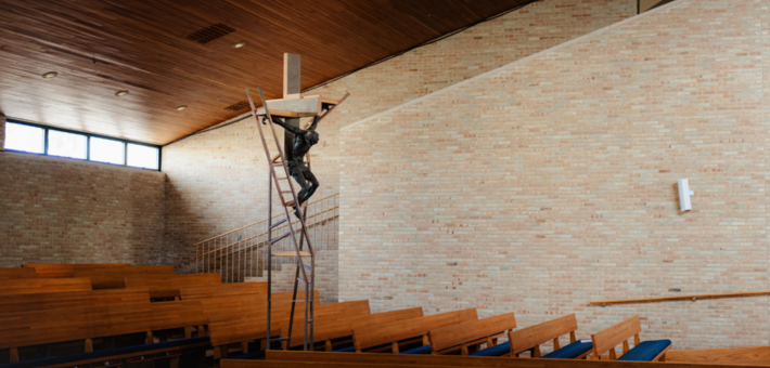 photo of a sculpture of Christ's crucifixion