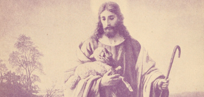 Detail from an image of Jesus, the Good Shepherd, 1908.
