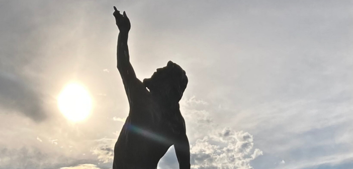 detail from a photo of station 15 of the stations of the cross sculptures in San Luis, Colorado