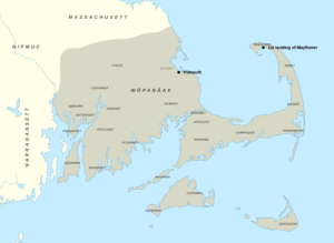 Map of Wopanaak Nation, ca. 1620.